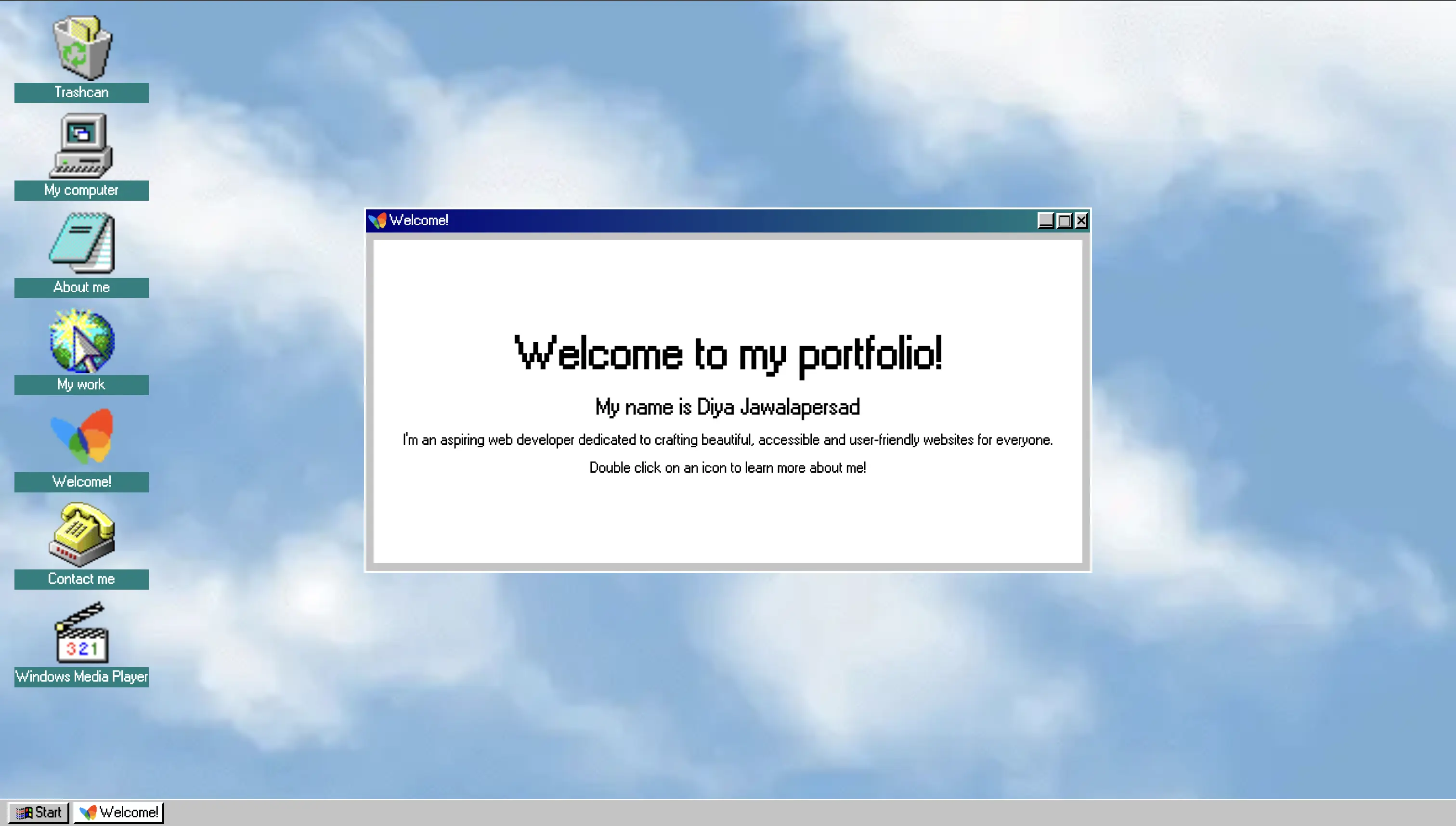 Windows 98 inspired portfolio